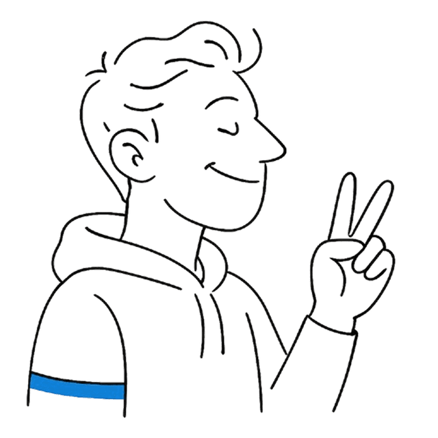 Happy person successfully completing a form